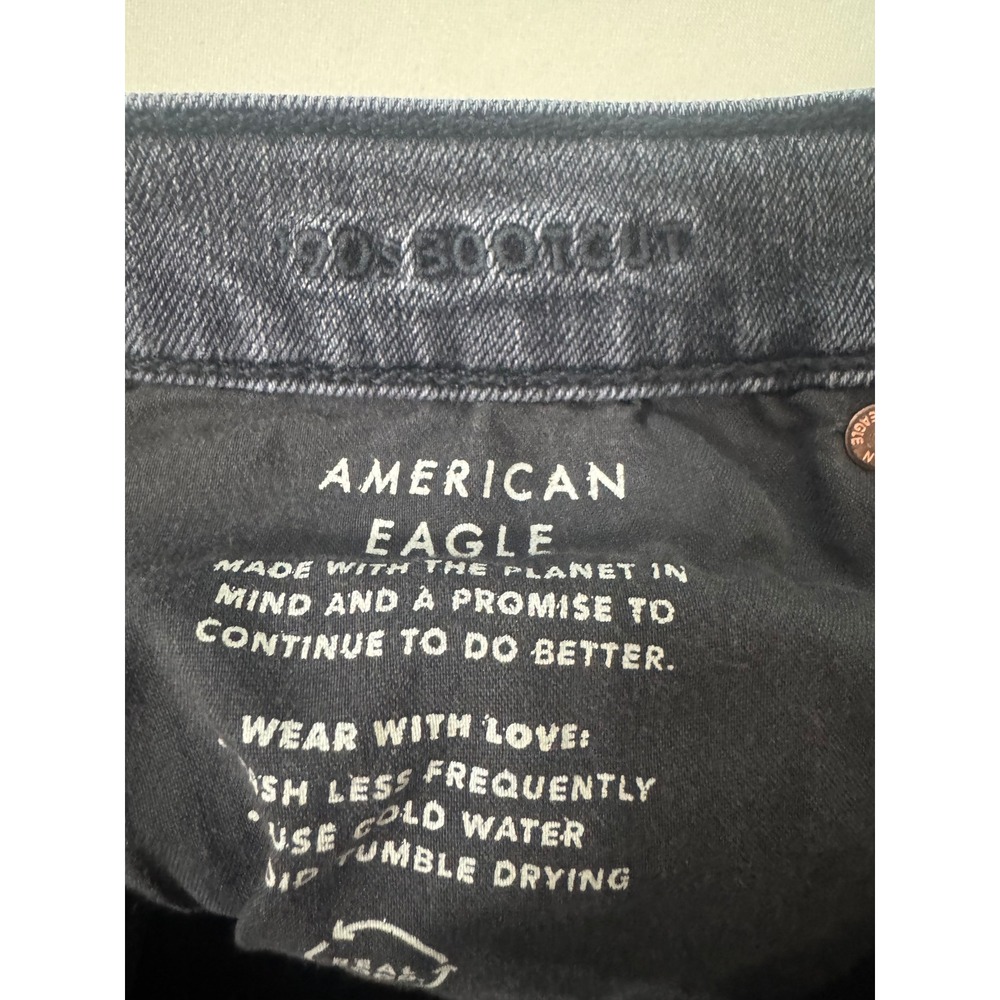 American Eagle Women's Size 4 90s Bootcut Washed Black Distressed Jeans - Picture 5 of 9